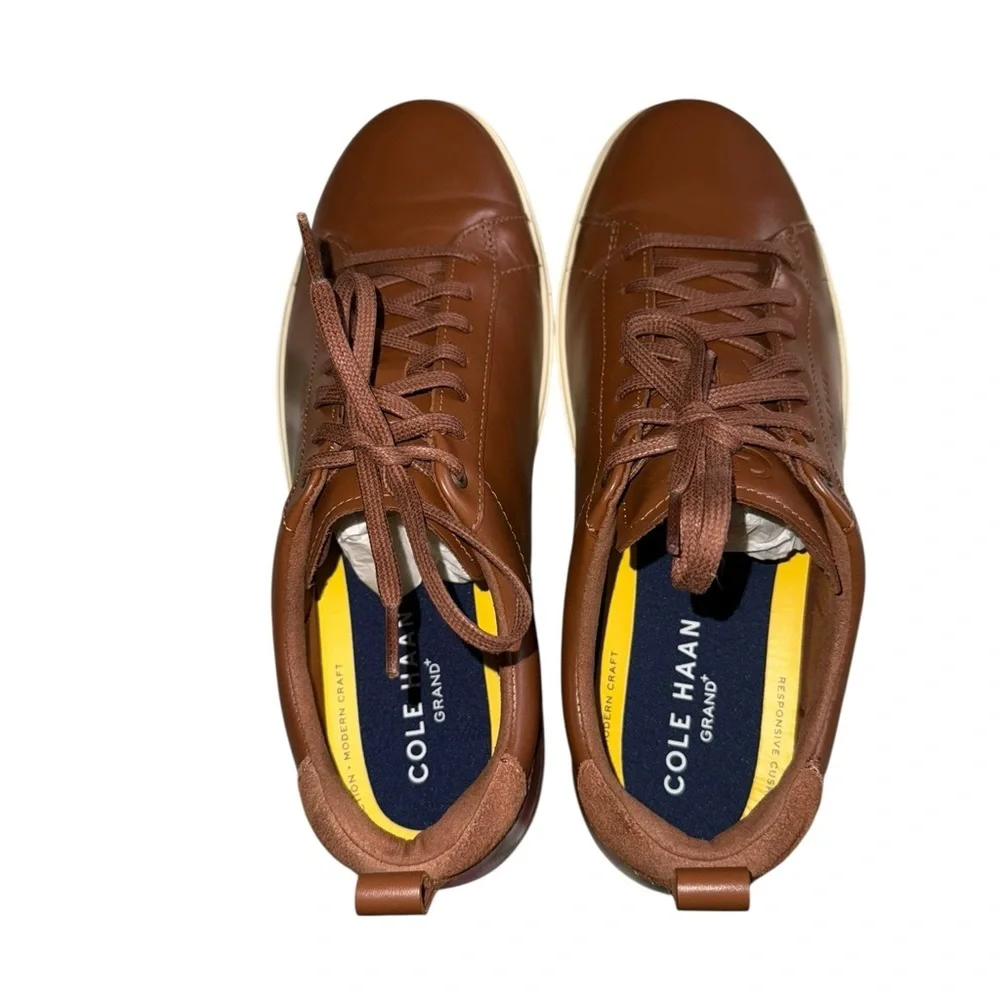Cole Haan Grand+ Crosscourt Tan Leather Sneakers Size 10.5 M